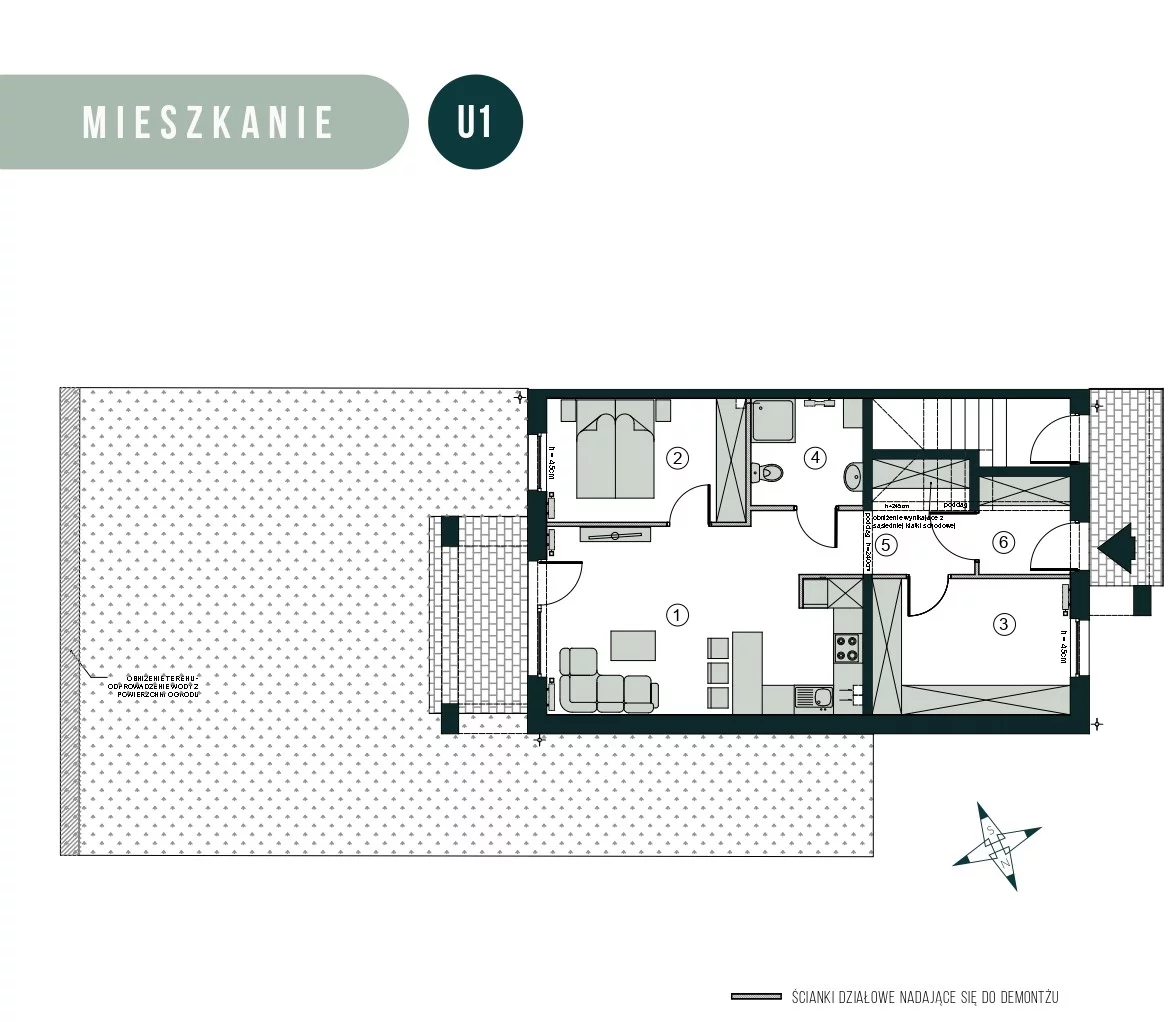 Mieszkanie 60,22 m², parter, oferta nr U1, Aleja Wiśniowa Pogórze, Pogórze, ul. Feliksa Dorsza